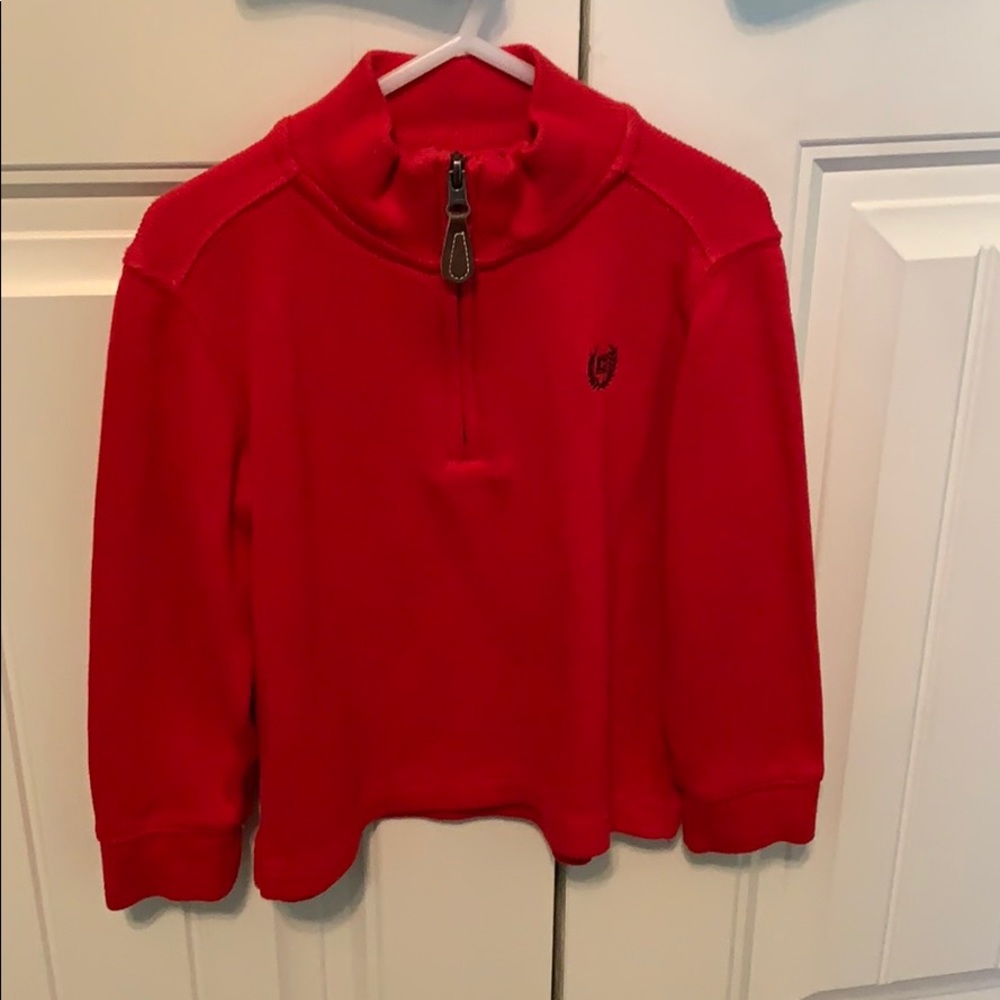 Boys red pullover half zip chaps sweater